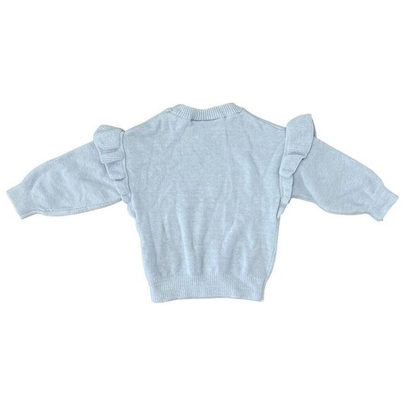 Zara Baby Knit Ruffle Shoulder Crew Neck Pullover Sweater Size 9-12 Months White - Picture 2 of 6